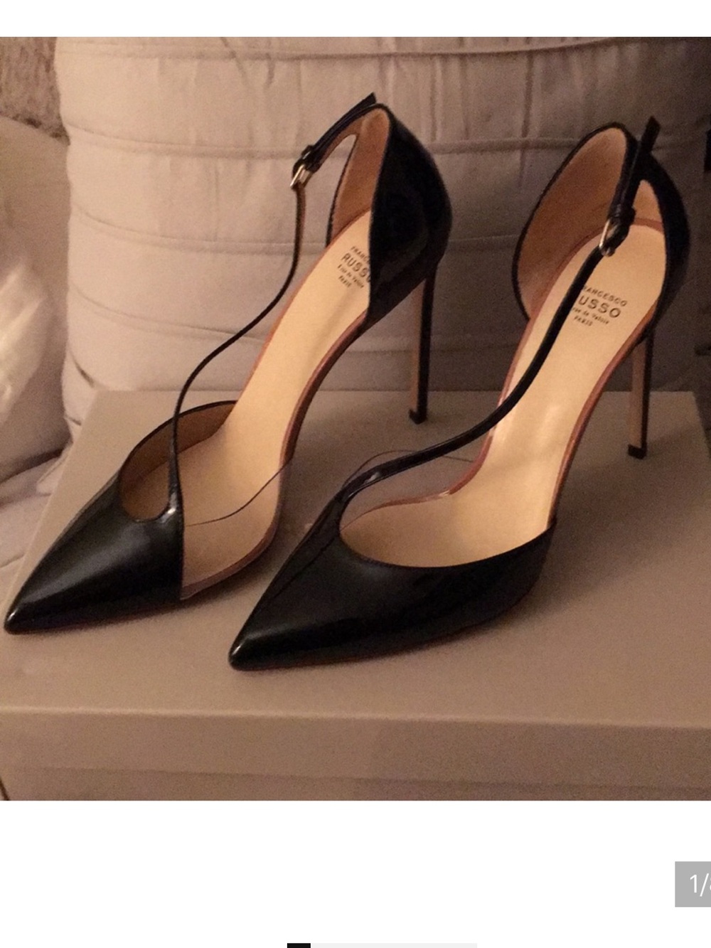 Francesco Russo Black Patent PVC Heels 39.5